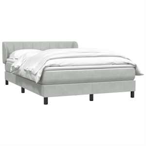 vidaXL Sommier &agrave; lattes de lit et matelas gris clair 140x210cm velours