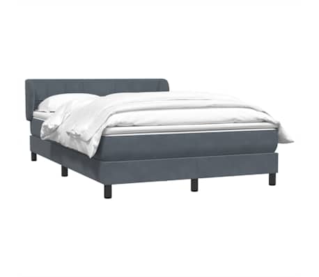vidaXL Sommier &agrave; lattes de lit et matelas gris fonc&eacute; 140x210cm velours