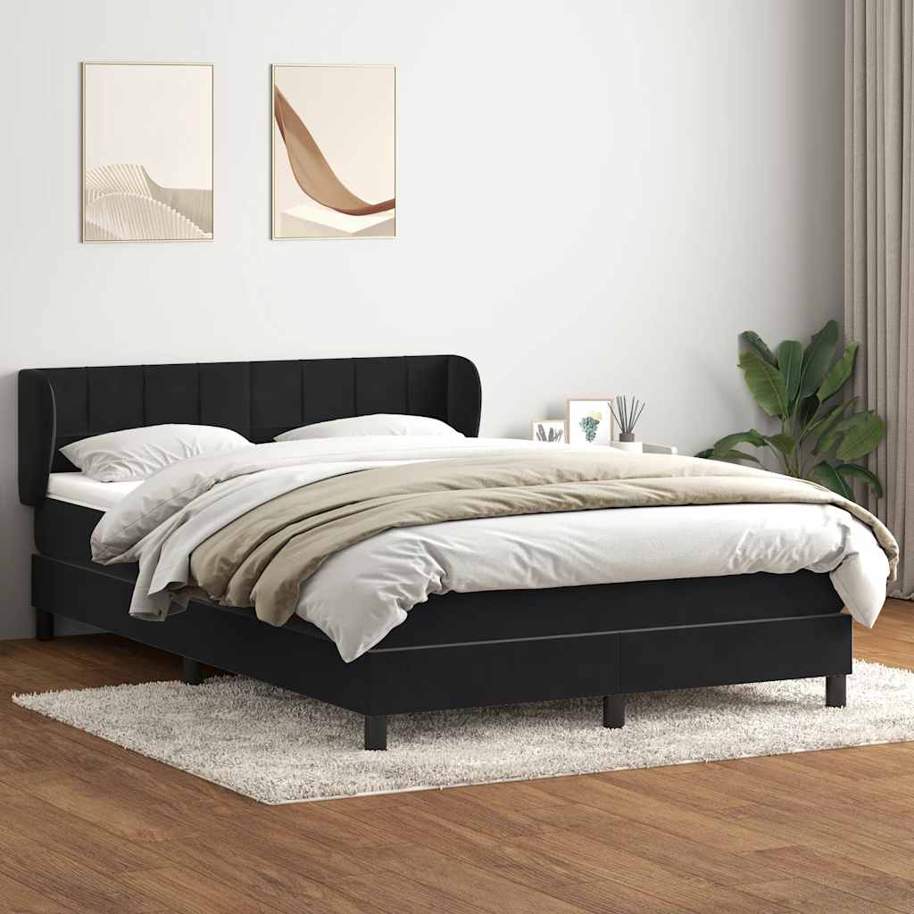 vidaXL Boxspringbett mit Matratze Schwarz 140x210 cm Samt