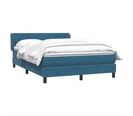 vidaXL Sommier &agrave; lattes de lit et matelas bleu fonc&eacute; 140x210cm velours