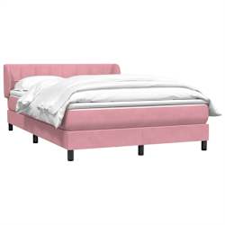 vidaXL Boxspring met matras fluweel roze 140x210 cm