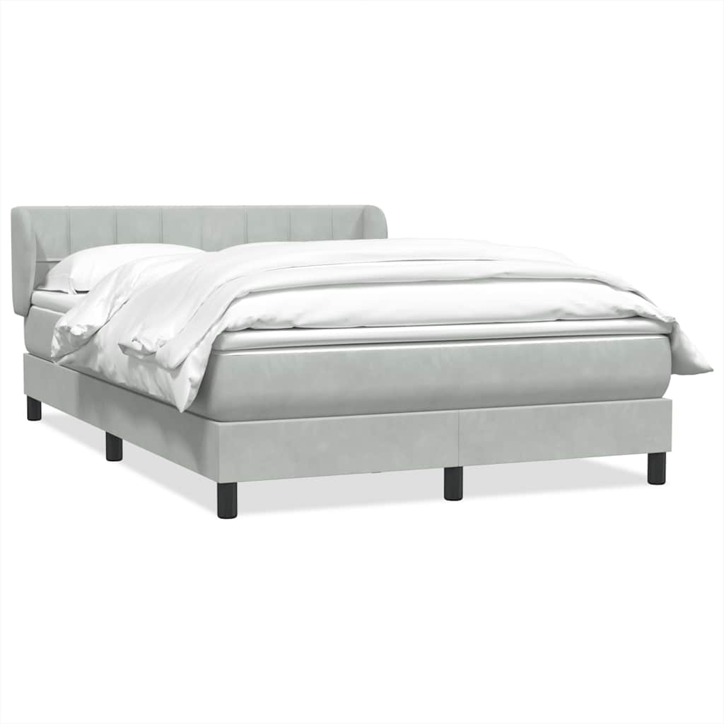 vidaXL Boxspring met matras fluweel lichtgrijs 160x210 cm grijs, foto 3