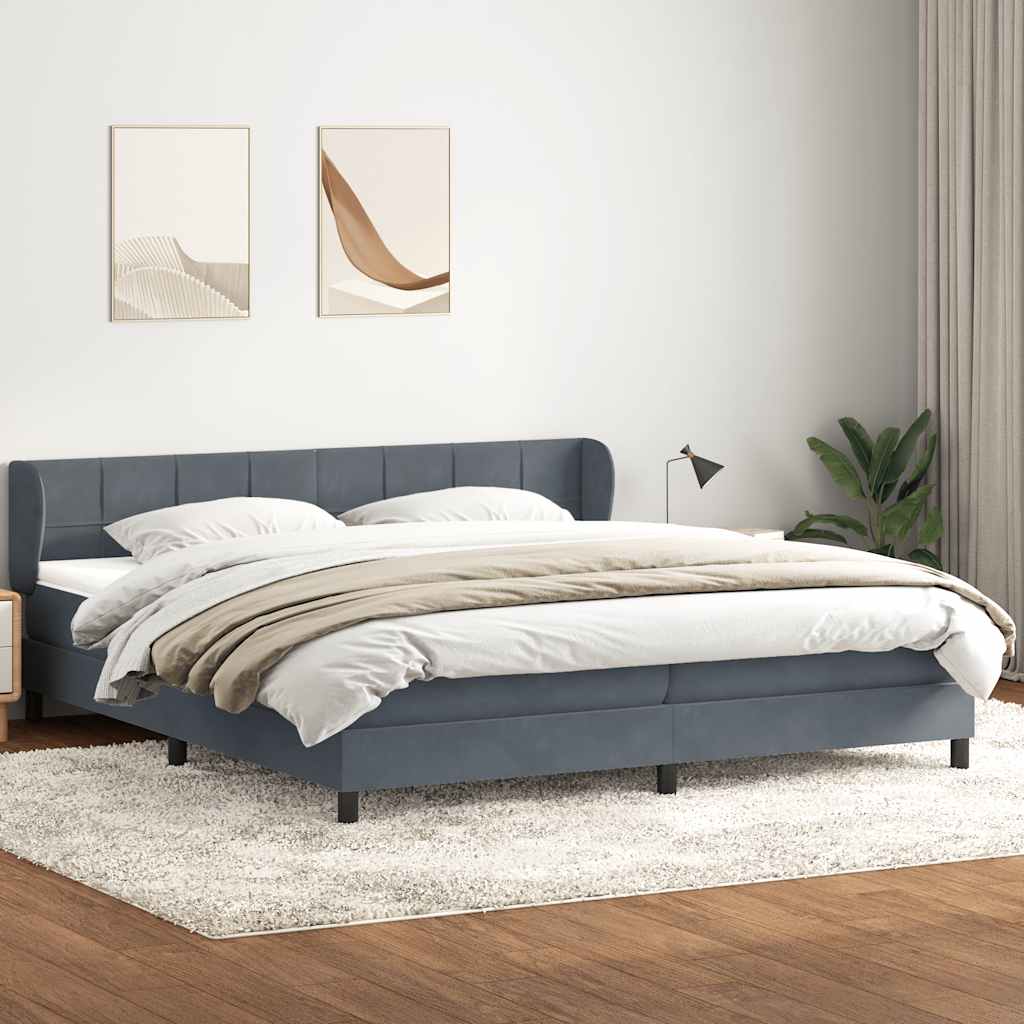 vidaXL Boxspringbett mit Matratzen Dunkelgrau 180x210 cm Samt