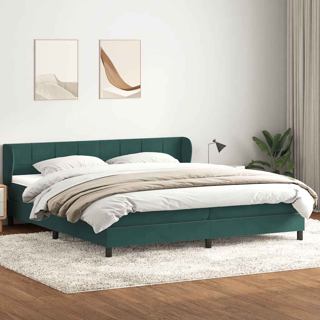 vidaXL Boxspringbett mit Matratzen Dunkelgrün 180x210 cm Samt