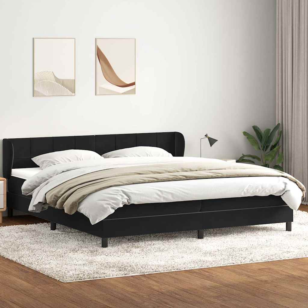 vidaXL Boxspringbett mit Matratzen Schwarz 200x210 cm Samt