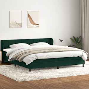 Box spring postel s matracemi tmavě zelená 200x210 cm samet - obrázek 1
