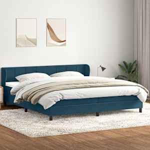 Box spring postel s matracemi tmavě modrá 200x210 cm samet - obrázek 1