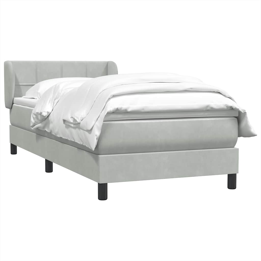 vidaXL Boxspring met matras fluweel lichtgrijs 80x220 cm afbeelding