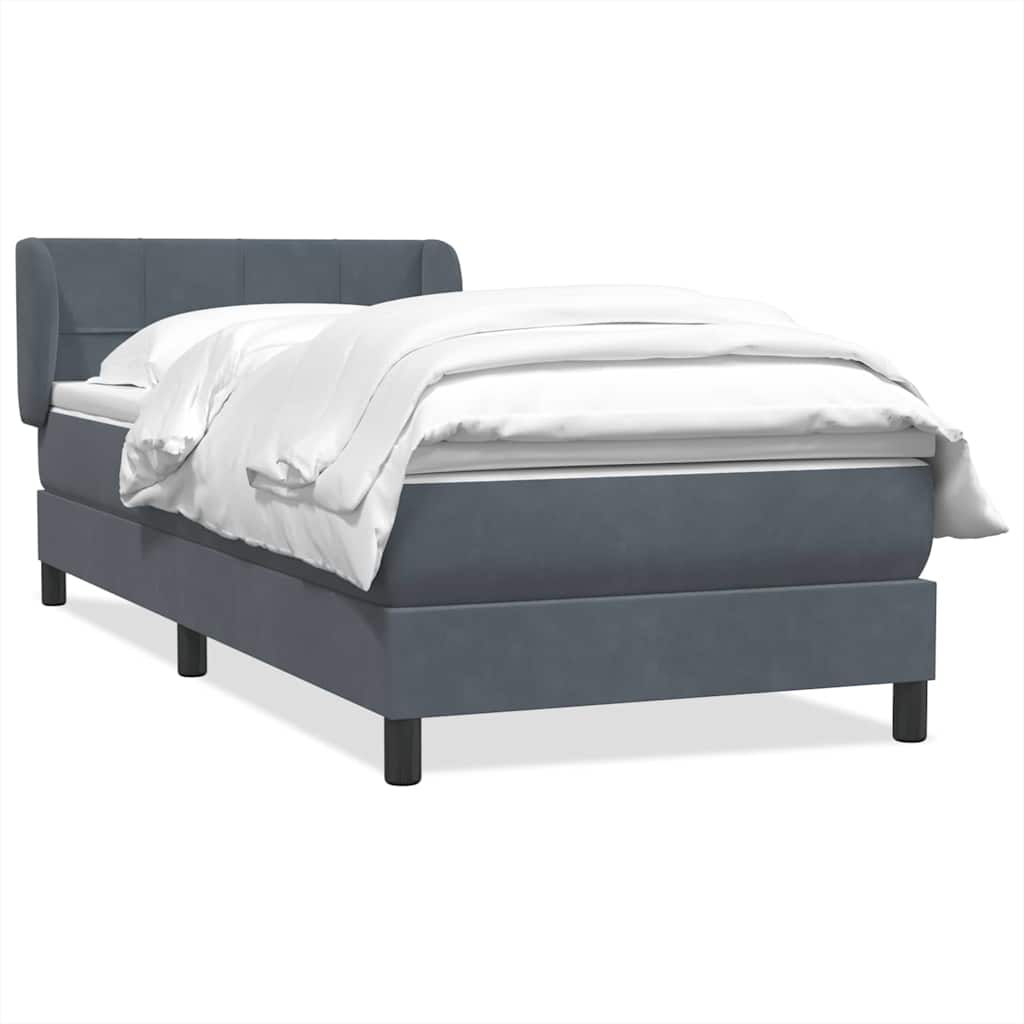 vidaXL Boxspring met matras fluweel donkergrijs 80x220 cm grijs, foto 3