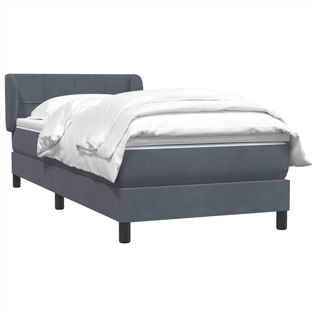 vidaXL Boxspring met matras fluweel donkergrijs 80x220 cm afbeelding