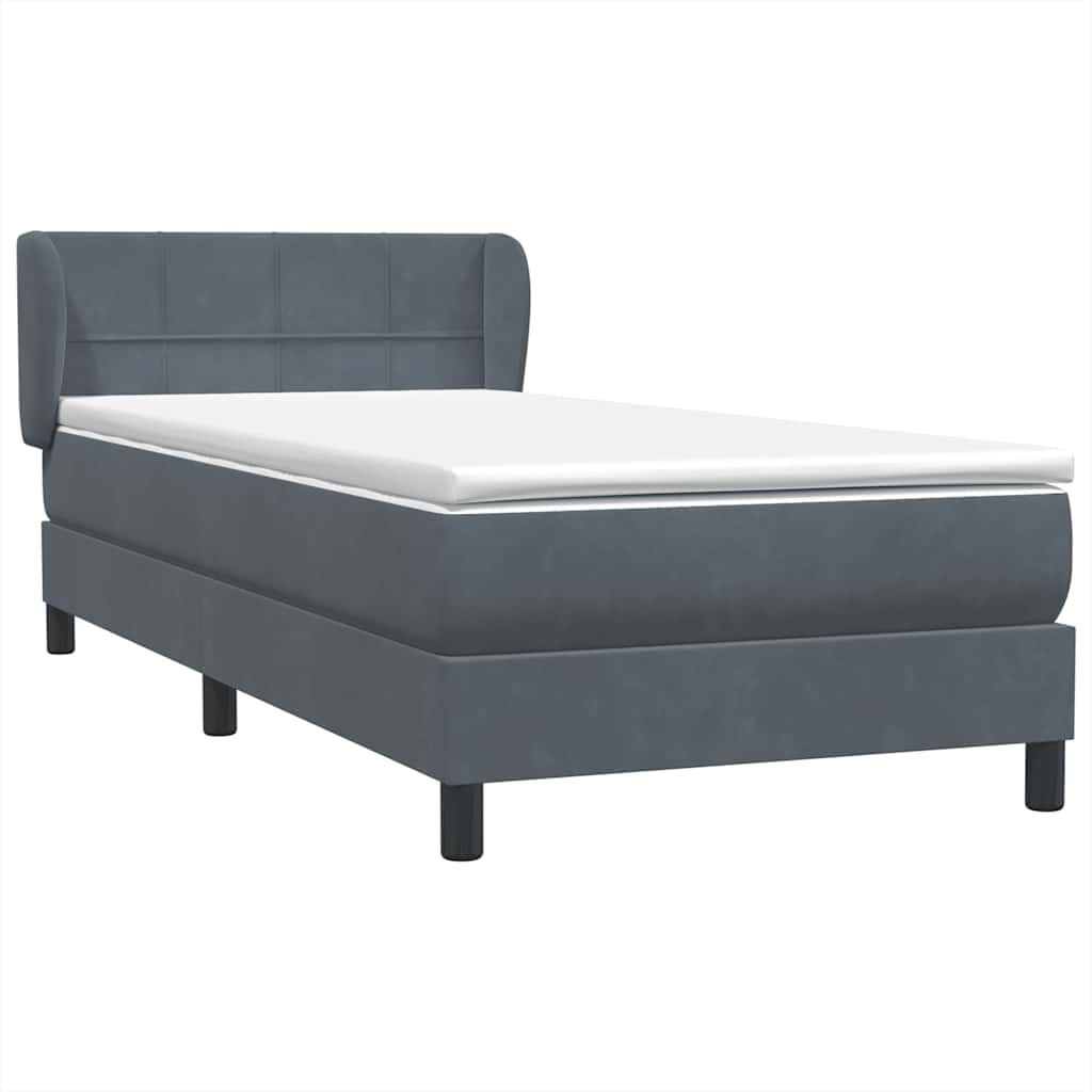 vidaXL Boxspring met matras fluweel donkergrijs 80x220 cm grijs, foto 4