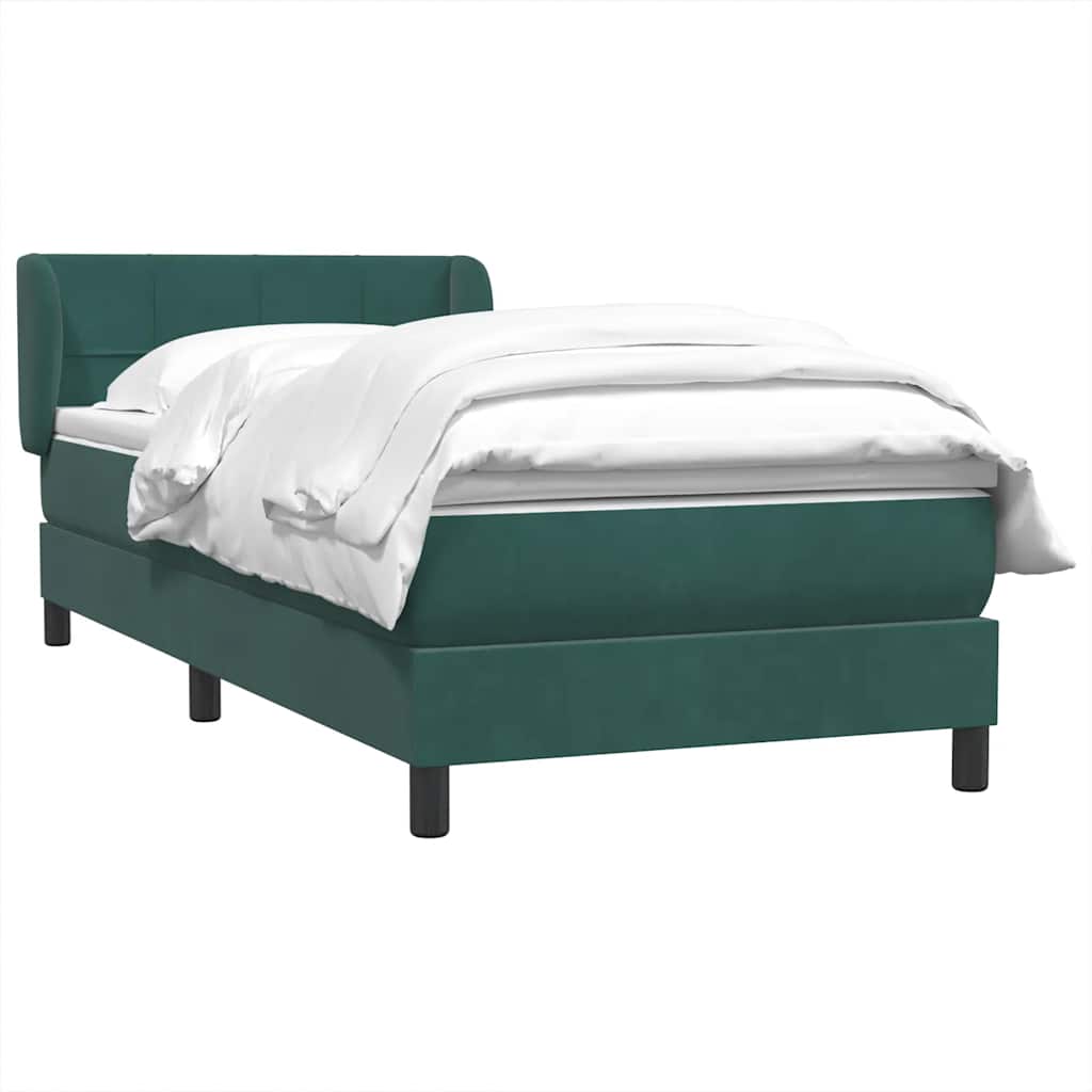 vidaXL Boxspring met matras fluweel donkergroen 80x220 cm afbeelding