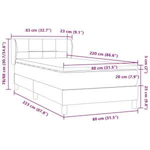 Box spring postel s matrací tmavě zelená 80x220 cm samet - obrázek 12
