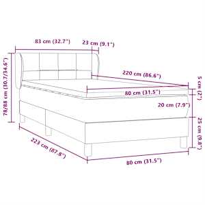 Box spring postel s matrací tmavě modrá 80x220 cm samet - obrázek 12