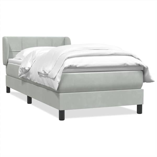 vidaXL Box Vedruvoodi madratsiga Helehall 90x220 cm samet