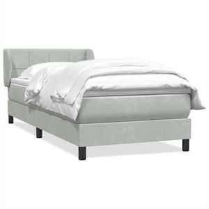 Box Spring Postel s matrací Světle šedá 90x220 cm Samet - obrázek 2