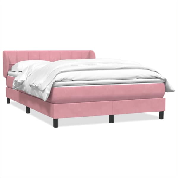 vidaXL Box Vedruvoodi madratsiga Roosa 140x220 cm samet