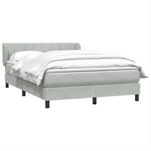 vidaXL Sommier &agrave; lattes de lit et matelas gris clair 160x220cm velours