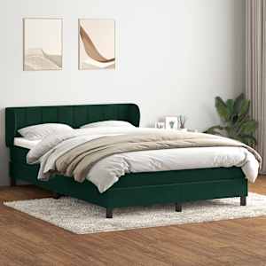 Box spring postel s matrací tmavě zelená 160x220 cm samet - obrázek 1