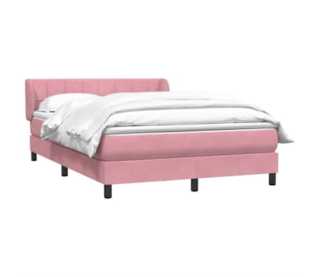 vidaXL Sommier &agrave; lattes de lit avec matelas rose 160x220 cm velours