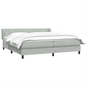Postel Box Spring s matracemi Světle šedá 180x220 cm samet - obrázek 3