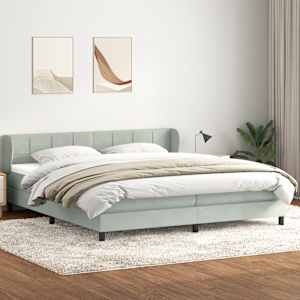Postel Box Spring s matracemi Světle šedá 180x220 cm samet - obrázek 1