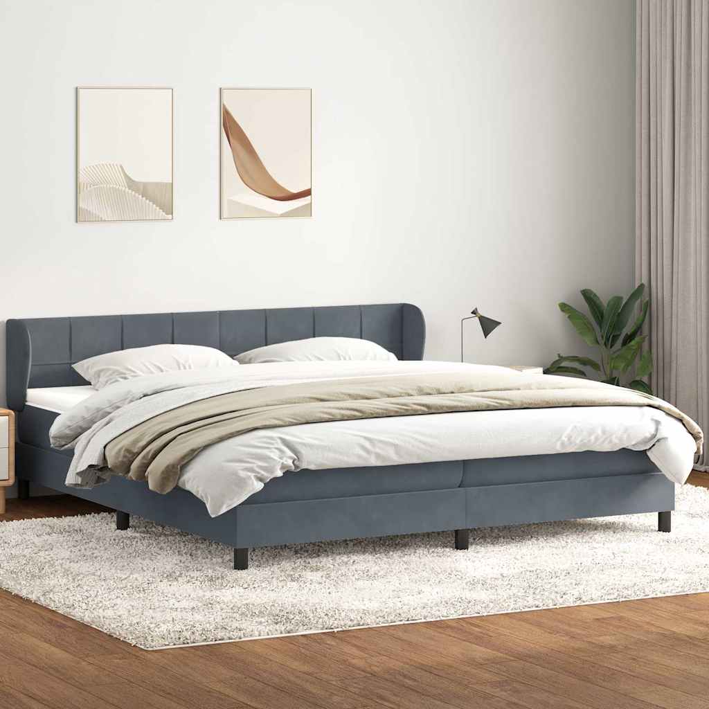 vidaXL Boxspringbett mit Matratzen Dunkelgrau 180x220 cm Samt