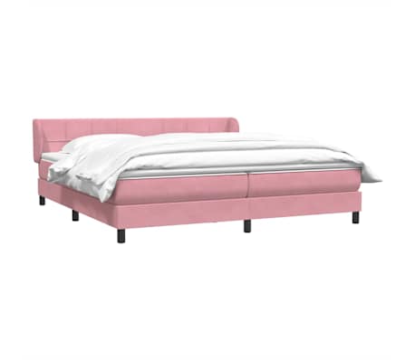vidaXL Sommier &agrave; lattes de lit avec matelas rose 180x220 cm velours