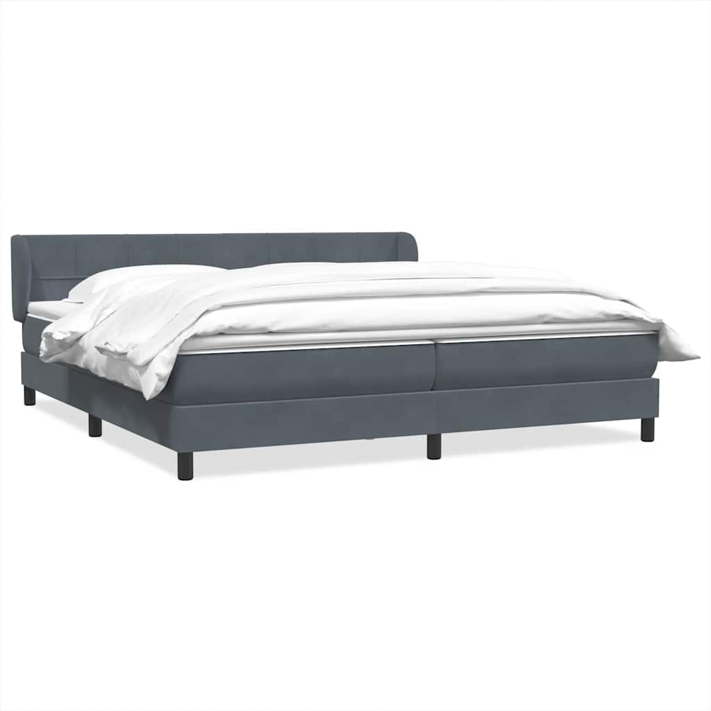 vidaXL Boxspring postelja z vzmetnicami temno siva 200x220 cm žamet