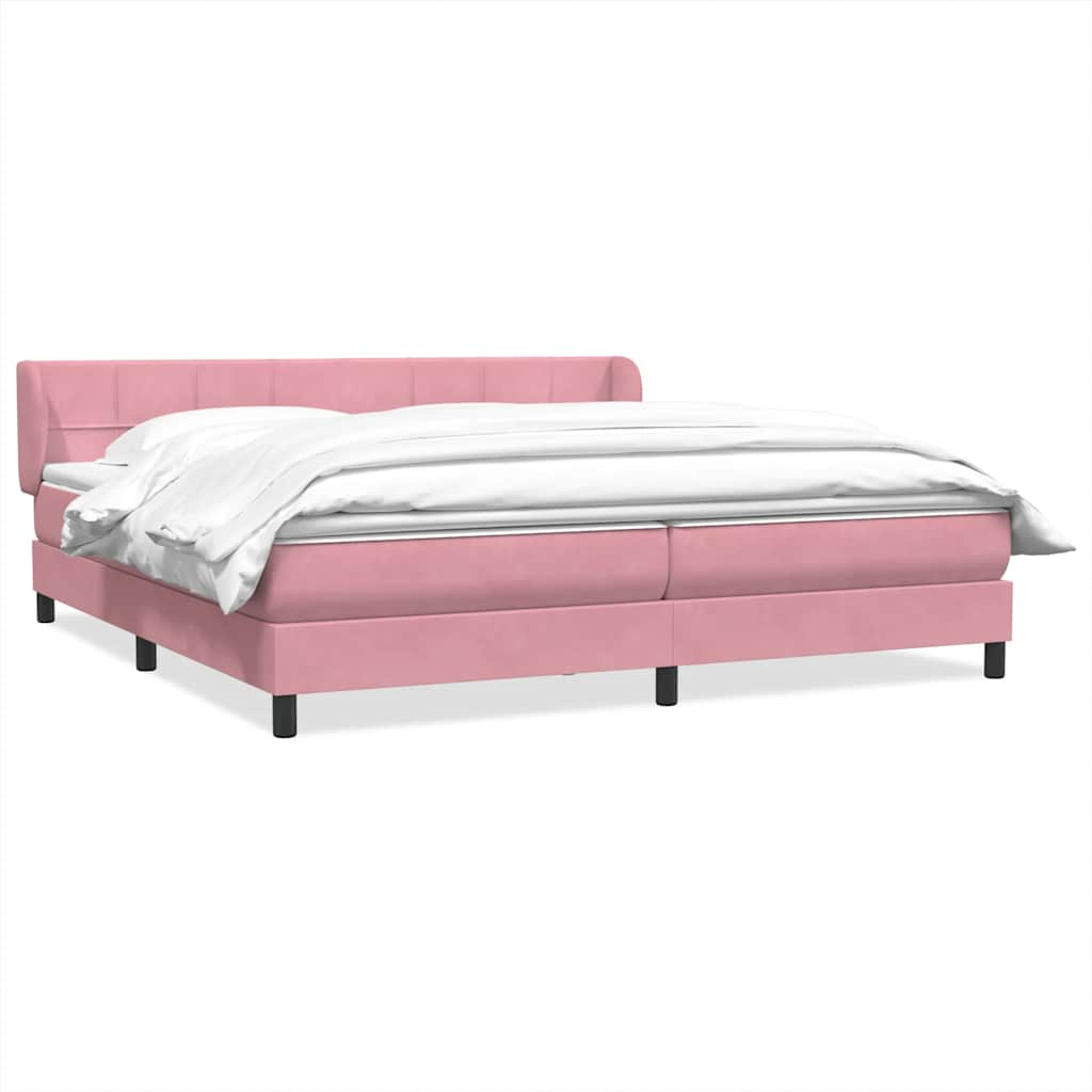 vidaXL Boxspring postelja z vzmetnicami roza 200x220 cm žamet