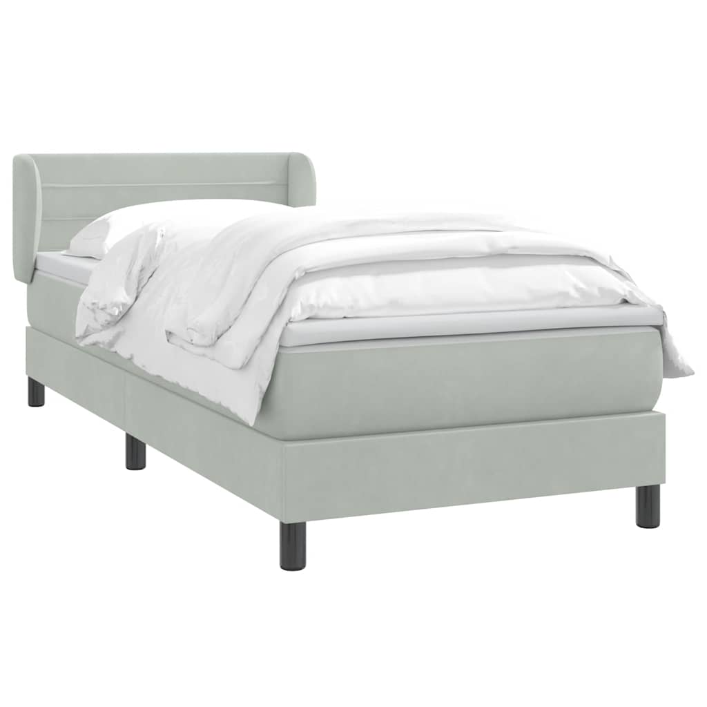 vidaXL Boxspring met matras fluweel lichtgrijs 80x210 cm afbeelding