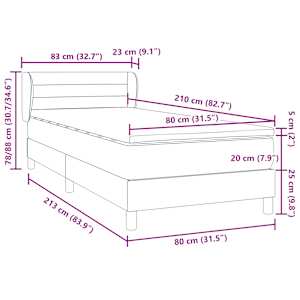 Box spring postel s matrací tmavě šedá 80x210 cm samet - obrázek 12