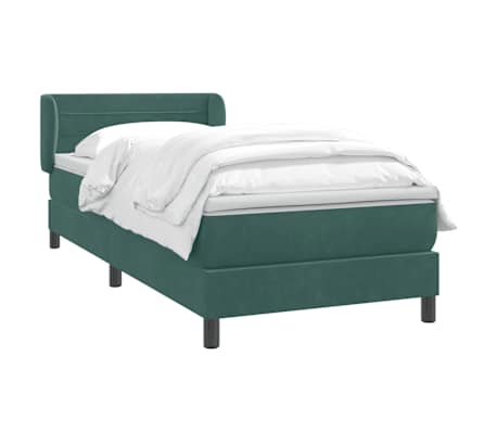 vidaXL Sommier &agrave; lattes de lit et matelas vert fonc&eacute; 80x210 cm velours