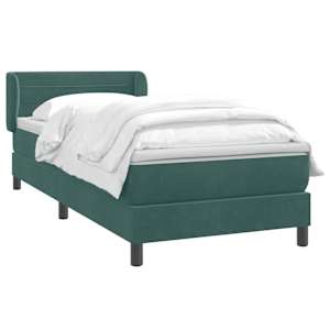 vidaXL Sommier &agrave; lattes de lit et matelas vert fonc&eacute; 80x210 cm velours