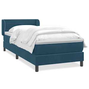 Box spring postel s matrací tmavě modrá 100x210 cm samet - obrázek 2