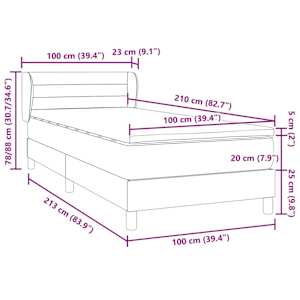 Box spring postel s matrací tmavě modrá 100x210 cm samet - obrázek 12