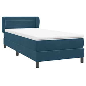 Box spring postel s matrací tmavě modrá 100x210 cm samet - obrázek 4