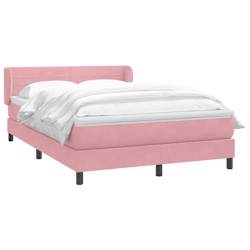 vidaXL Sommier &agrave; lattes de lit avec matelas rose 140x210 cm velours