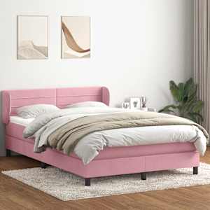 Box spring postel s matrací růžová 140x210 cm samet - obrázek 1