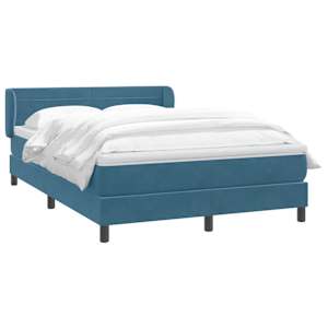 vidaXL Sommier &agrave; lattes de lit et matelas bleu fonc&eacute; 160x210cm velours