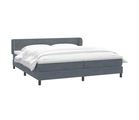 vidaXL Boxspringbett mit Matratzen Dunkelgrau 180x210 cm Samt
