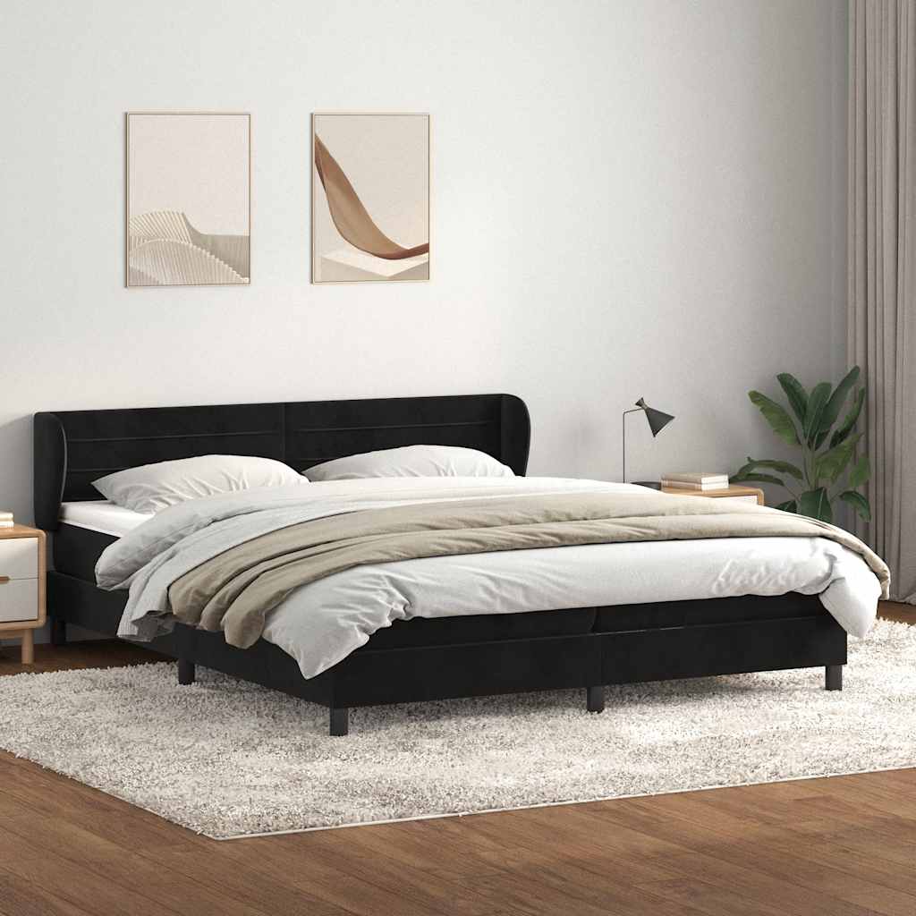 vidaXL Boxspringbett mit Matratzen Schwarz 200x210 cm Samt