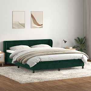 Box spring postel s matracemi tmavě zelená 200x210 cm samet - obrázek 1