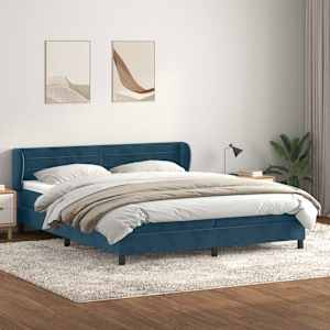 Box spring postel s matracemi tmavě modrá 200x210 cm samet - obrázek 1