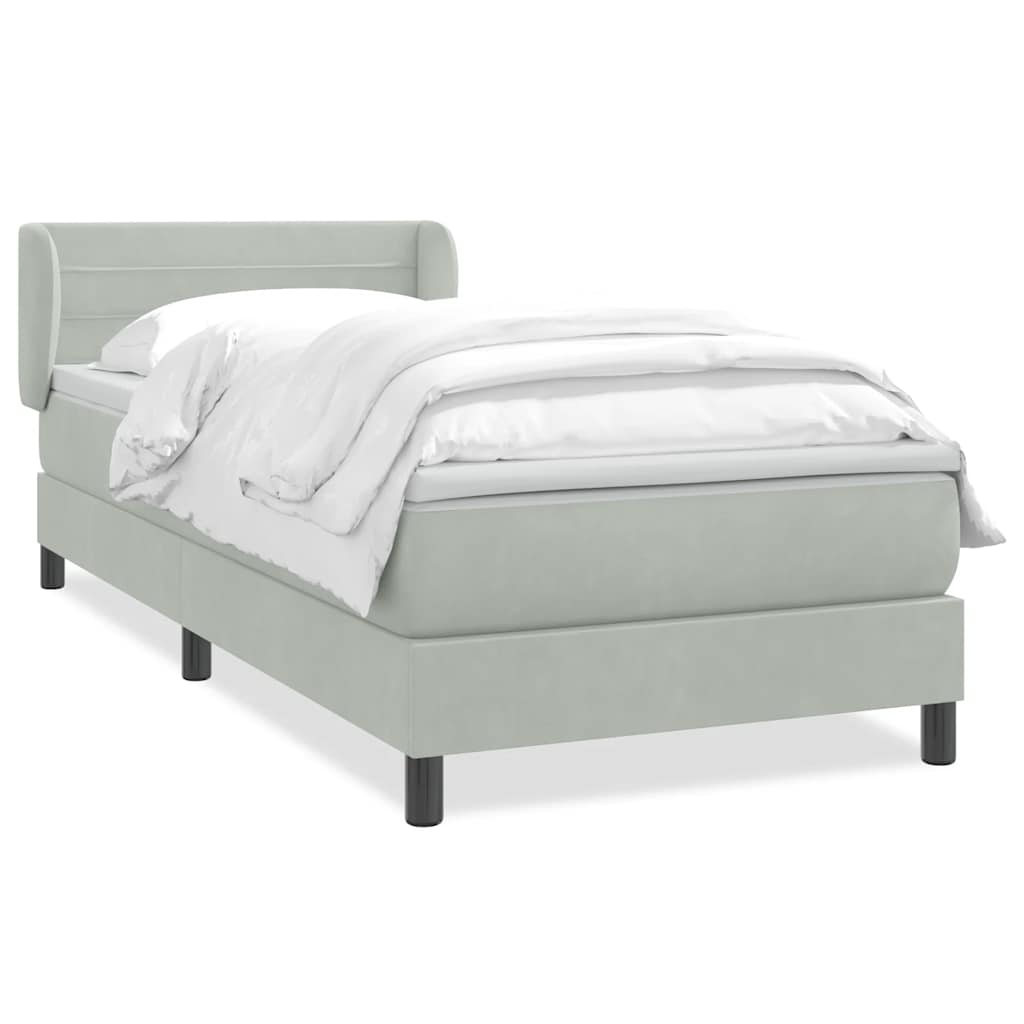 Thumbnail - vidaXL Boxspringbett mit Matratze Hellgrau 80x220 cm Samt