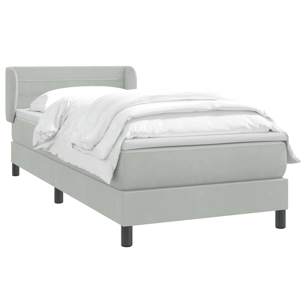 Thumbnail - vidaXL Boxspringbett mit Matratze Hellgrau 80x220 cm Samt