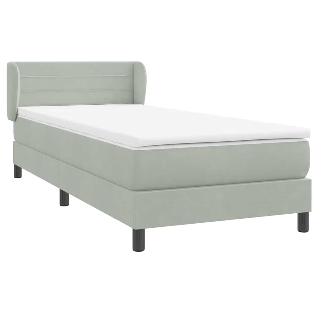 vidaXL Boxspring met matras fluweel lichtgrijs 80x220 cm grijs, foto 4