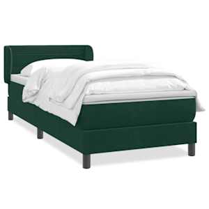 Box spring postel s matrací tmavě zelená 80x220 cm samet - obrázek 2
