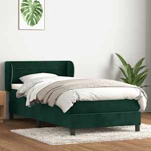 Box spring postel s matrací tmavě zelená 80x220 cm samet - obrázek 1