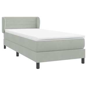 Box Spring Postel s matrací Světle šedá 90x220 cm Samet - obrázek 4